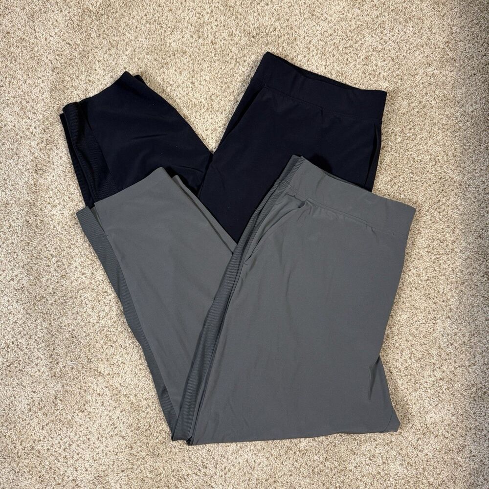 LOT of 2 Athleta Brooklyn Ankle Trouser Dress Workwear Black & Olive Pants Sz 18